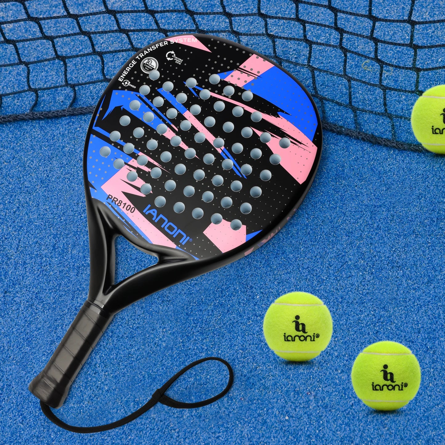 IANONI Padel Racket - Carbon Fiber Surface with EVA Memory Flex Foam Core