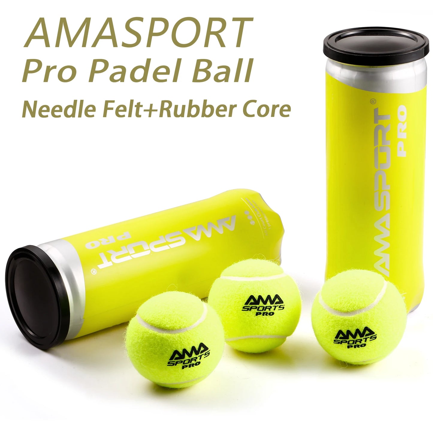 AMASPORT Padel Balls - High Quality, Pressurized Tubes